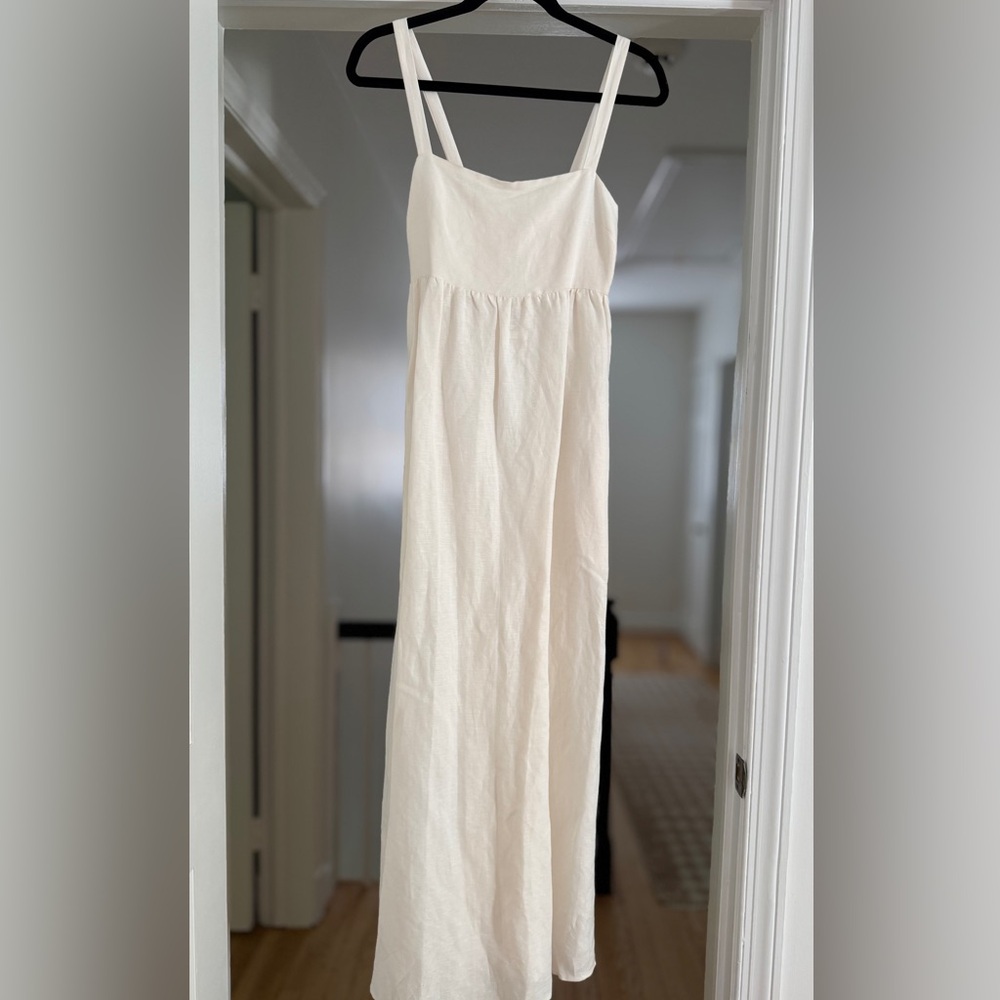 L’Agence Empire Waist Cream Linen Maxi Dress - Size 0